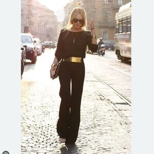 🍓Deep V Black Jumpsuit with Sheer Sleeves by Forever 21